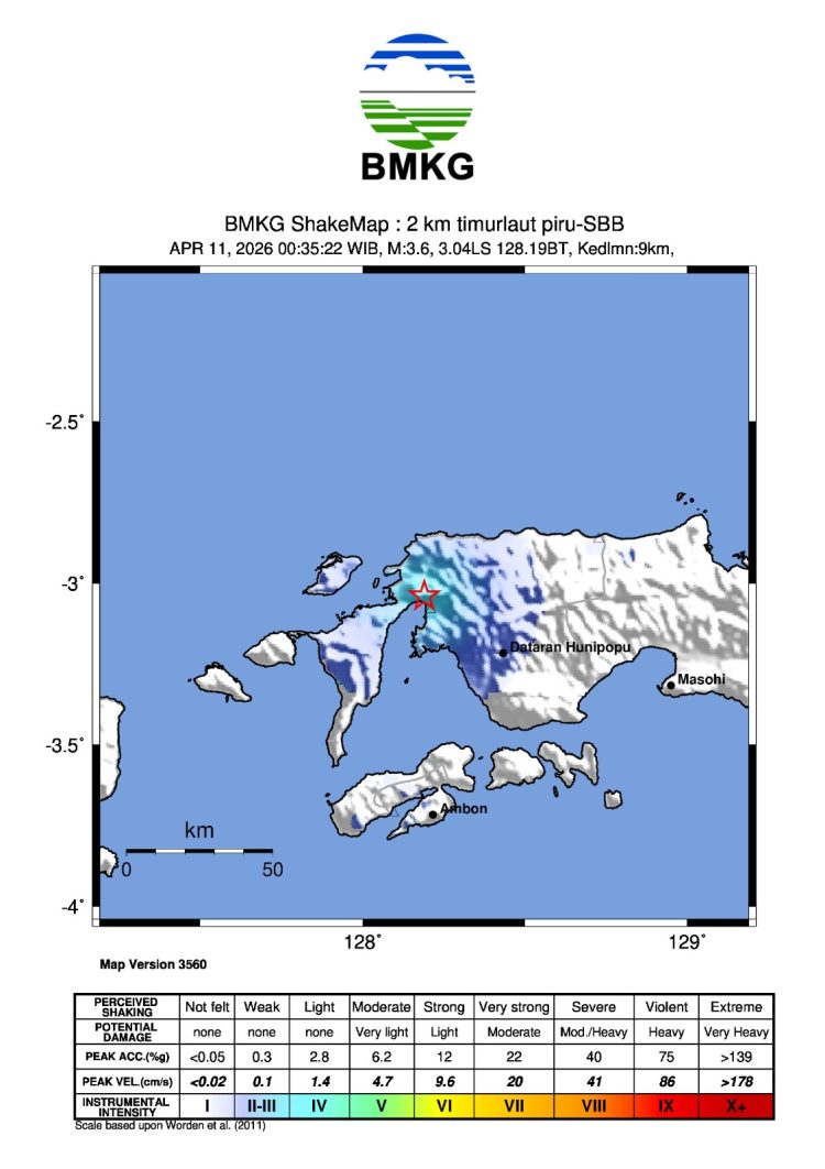 Gempa M3,6 Guncang Piru Seram Barat, BMKG: Dipicu Sesar Aktif