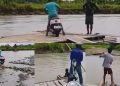 Warga Seram Timur Andalkan Rakit Seberangi Sungai Bobot, Harap Jembatan Segera Dibangun