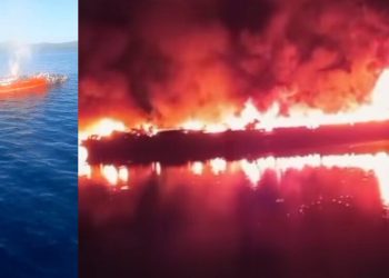 Kapal Cepat Ekspres Bahari 9B Terbakar Habis di Pelabuhan Haria Saparua