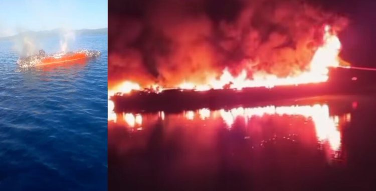 Kapal Cepat Ekspres Bahari 9B Terbakar Habis di Pelabuhan Haria Saparua