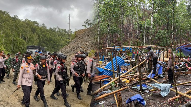 Polisi Bongkar 300 Tenda Tambang Ilegal di Waramsihat, Tutup Aktivitas PETI